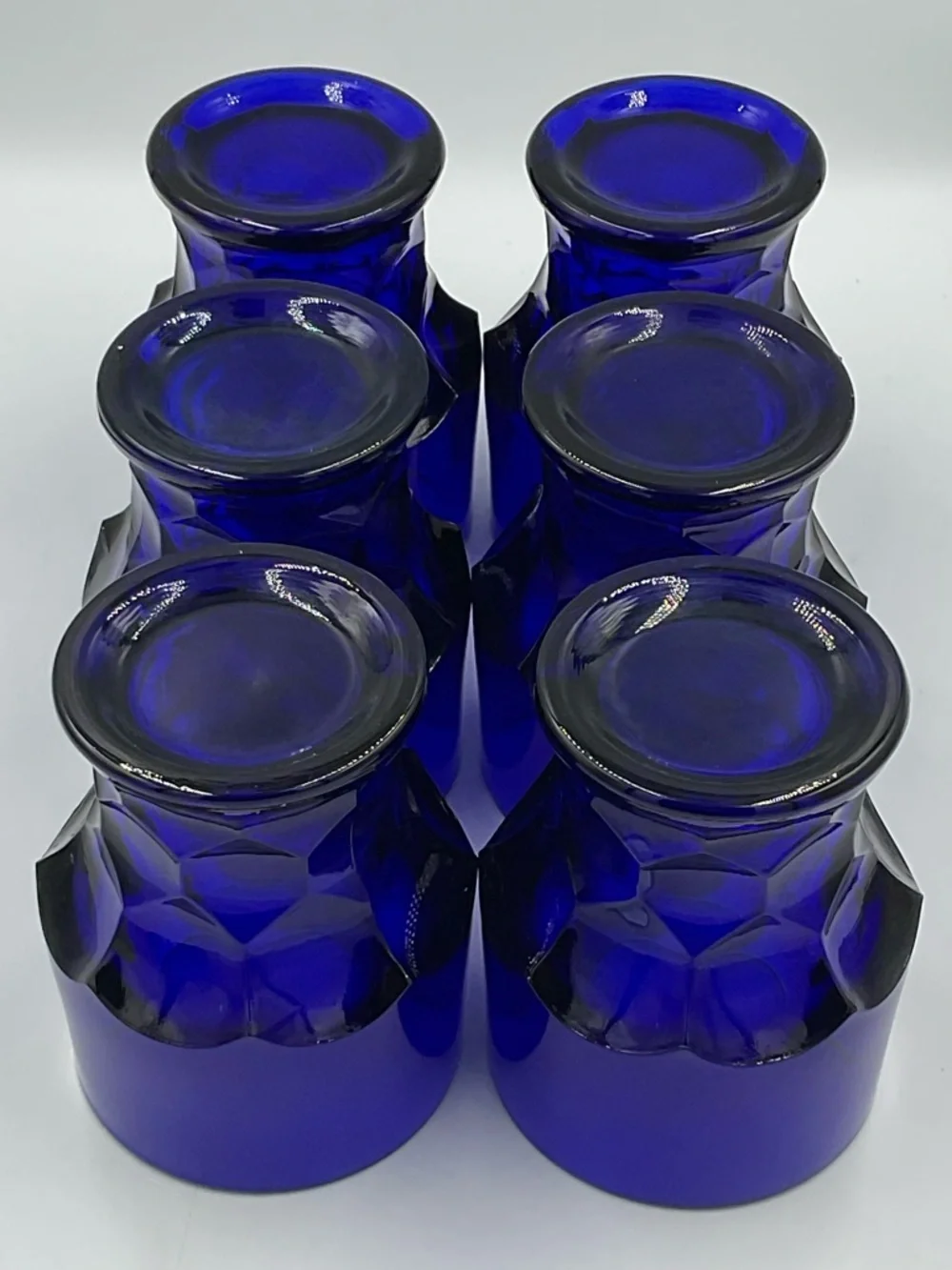Vintage Viking Glass 8oz Georgian Cobalt Blue Flat Tumblers-Set of 6
